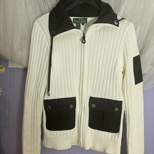 Ralph Lauren white  and Black Zip-Up Sweater